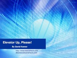Elevator Up, Please!